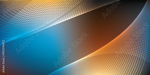 Abstract Blue and Orange Wavy Lines Background.