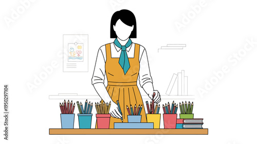 Creative Workspace: An artist, surrounded by vibrant art supplies, finds inspiration within a meticulously organized creative space.