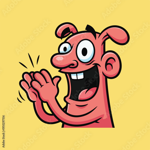 Cartoon dog character with surprised expression on yellow background