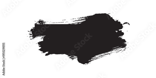 Abstract black ink brush stroke on a white background.