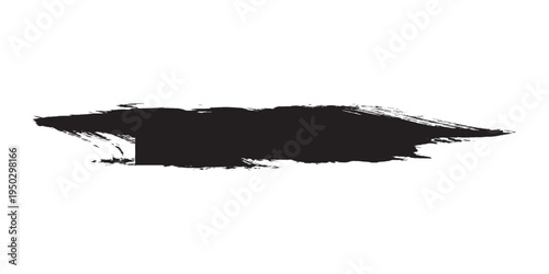 Black ink brush stroke isolated on white background.