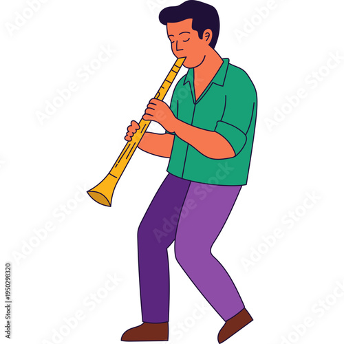 Man Playing Clarinet Illustration