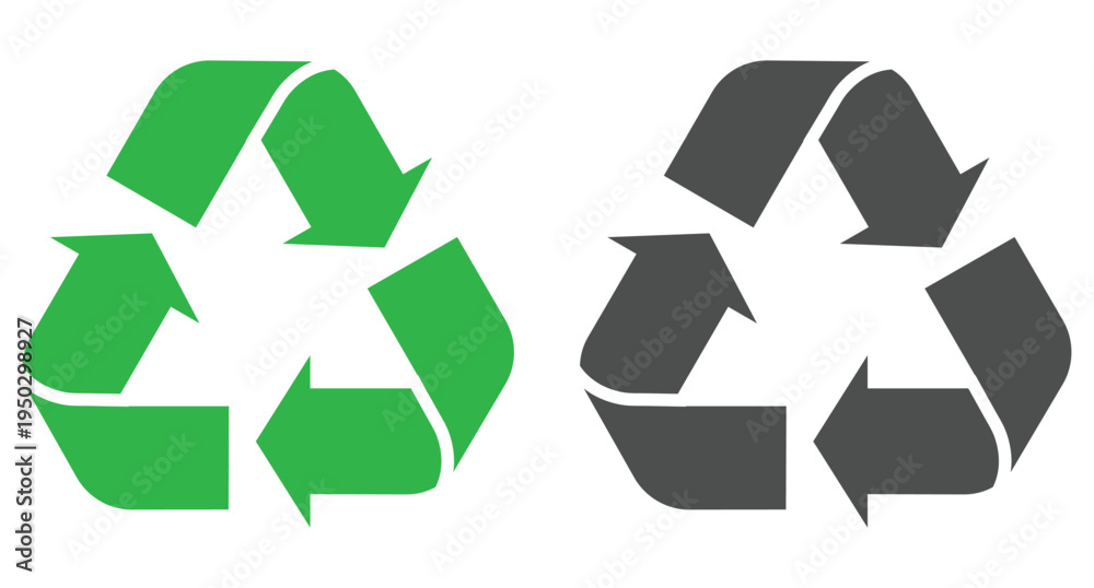 Obraz premium Black and green recycling symbol variations design vector illustration. Recycle symbols. 