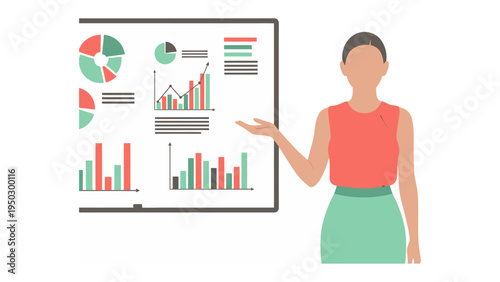 Data Presentation: A professional presents detailed data analytics on a board, illustrating data-driven insights and strategies