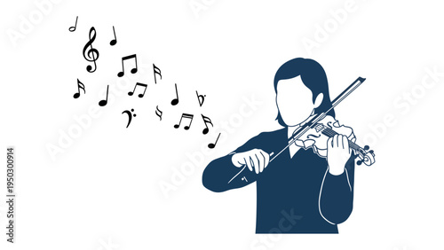 Harmony in Silhouette: A silhouetted figure pours their heart into playing a violin, musical notes cascading into a visual symphony, creating a scene of passion and music