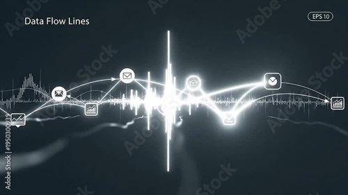 Abstract Data Flow Lines and Network Connections Visualization.