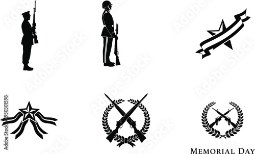 Memorial day tribute with patriotic symbols and military icons