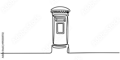 continuous one line drawing Vector illustration of a single mailbox icon
