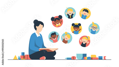 Storytime Vision: An Educator Envisions Joyful Learners in a Colorful Class Environment, with a focus on education and early childhood development.