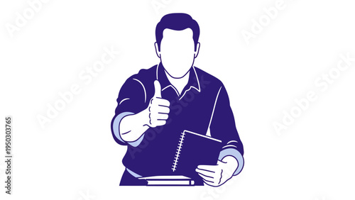 The Approval Gesture: An illustration of a person with the thumb up conveys a sense of approval and satisfaction, highlighting a positive attitude.