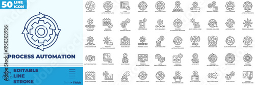 Process Automation Line Editable Icons set