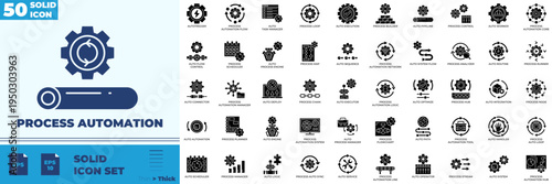 Process Automation Solid Editable Icons set