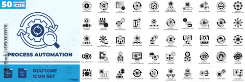 Process Automation Duotone Editable Icons set