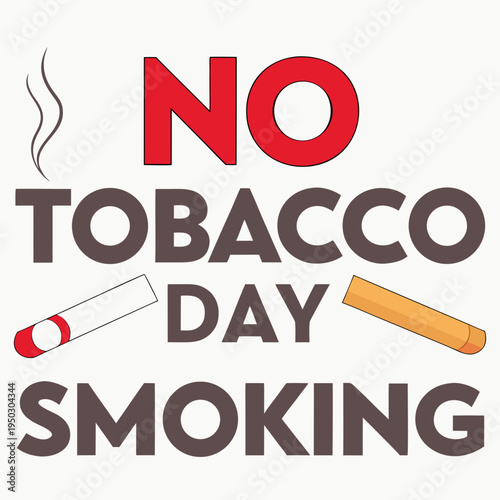 No smoking sign with cigarette graphic for tobacco awareness day