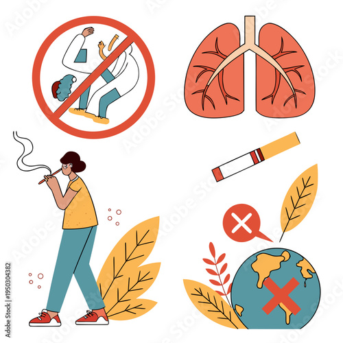 Healthy lifestyle choices avoiding smoking and unhealthy foods