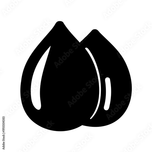 Two conjoined stylized teardrop shapes, water drops or oil drops illustration