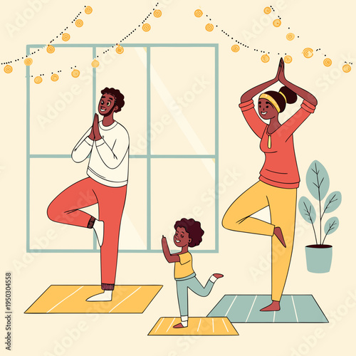 Group of people practicing yoga in a bright, modern studio setting