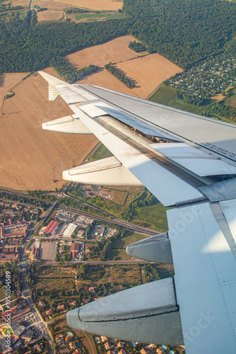 Paris Outskirts Aerial View from Plane Arriving Orly Airport, France