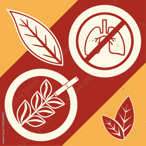 Natural elements with a prohibition symbol on leaves and water droplets