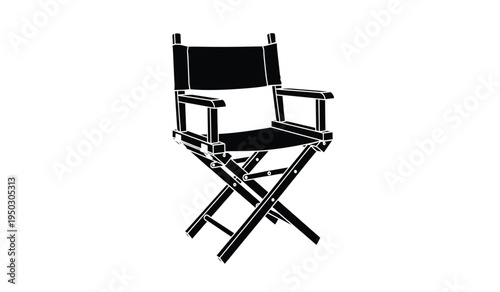 A classic black wooden director chair used for film production and television studio sets today