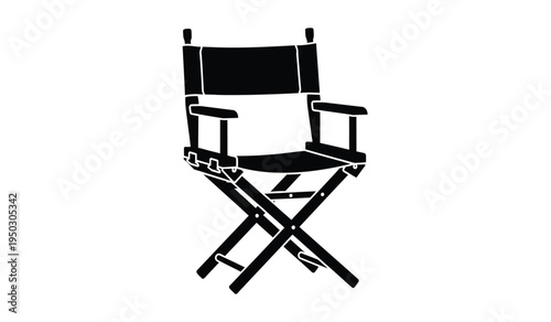 A classic folding wooden directors chair used on movie sets for film production and stage acting