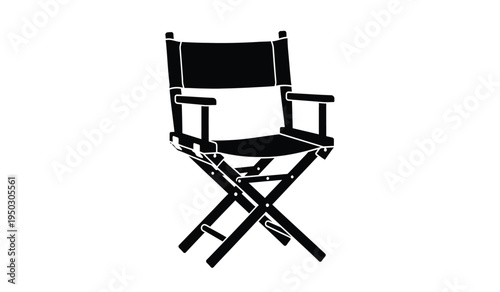 A classic black foldable director chair used for film production and professional set decoration