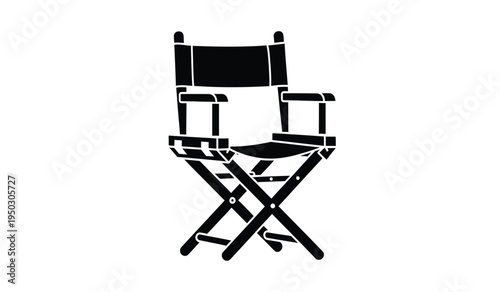 A classic black foldable director chair used for film production and set design on movie shoots