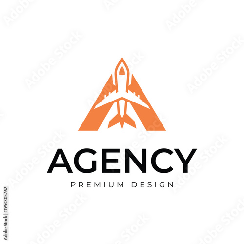 Letter A Airplane Logo Icon Design with Negative Space Flight Monogram Graphic Concept for Travel Agency, Aviation Business, and Airline Corporate Identity