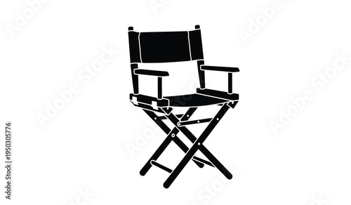 A classic black foldable director chair used for film production and professional set decoration