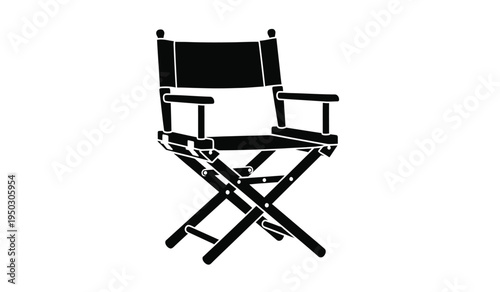 A classic black foldable director chair used on film sets for production and cinematography work