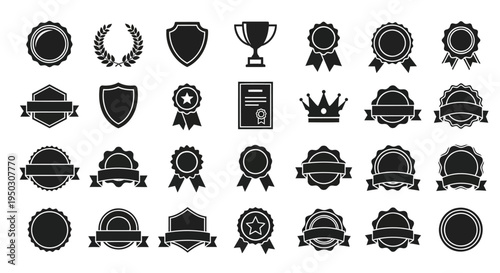 Set of 25 award icons vector, badges, and labels