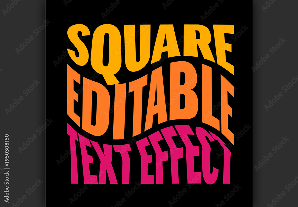 Square Editable Square Editable Text Effect Template with Colorful Wavy Typography ...