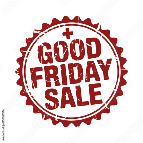A red Good Friday sale stamp on a white background