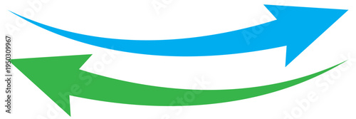 Free Download Green and Blue long curved arrows pointing to right and left. Green and Blue long curved arrows. Green and Blue curved arrow. with white background.EPS10 - GFXLoad