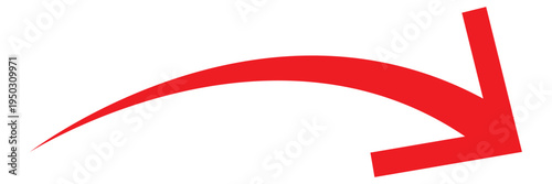 red curved arrow icon.  arrow vector. Long arrow. Red arrow icon on white background. Vector illustrator. EPS10