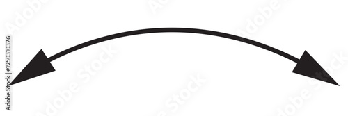 Dual sided arrow vector, icon, silhouette design. Semicircular curved thin, long double ended arrow. Dual semi circle arrow set .with white background EPS10