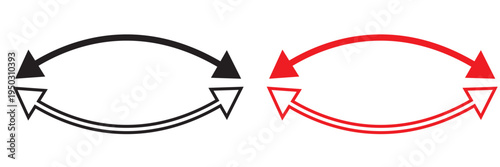 Black and red  horizontal  arrow. Long arrows icon set. Vector illustration.EPS10