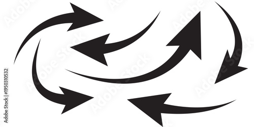 Set of curved arrows isolated on white background. Curved arrows, hand drawn curved arrows. Set long black curve arrow icon vector . black curve arrow icon set. long arrow icon set. EPS10