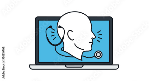 Telemedicine Online Doctor Consultation Laptop Screen Vector Illustration