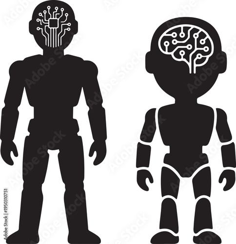 Artificial Intelligence Robot Silhouette Icon