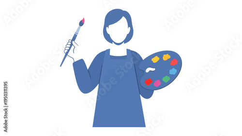 Artistic Vision: A painter is poised with brush and palette, ready to bring imagination to life, embodying creativity and expression.