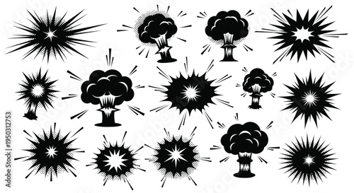 Set of 13 explosion icons vector