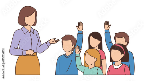 Teacher's Insight: A dedicated educator addresses a group of engaged pupils, fostering a dynamic learning atmosphere and stimulating participation.