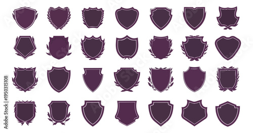 Collection of shield shapes in varying styles and designs