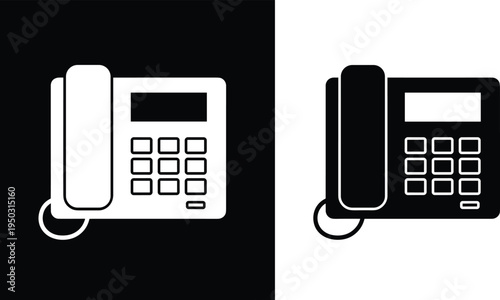Black and White Icons of a Landline Telephone communication device