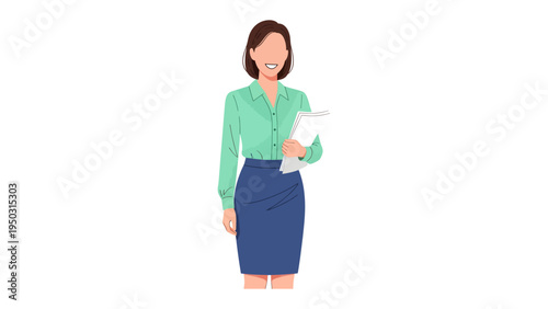 Smart Professional's Confidence: An elegant, professional woman holds a notepad, conveying confidence and capability. She is ready to conquer the professional challenges.