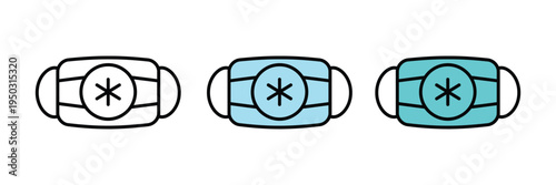 Medical surgical face mask icon set. Protective dental mask, healthcare safety, and virus prevention symbols. Vector Illustration.
