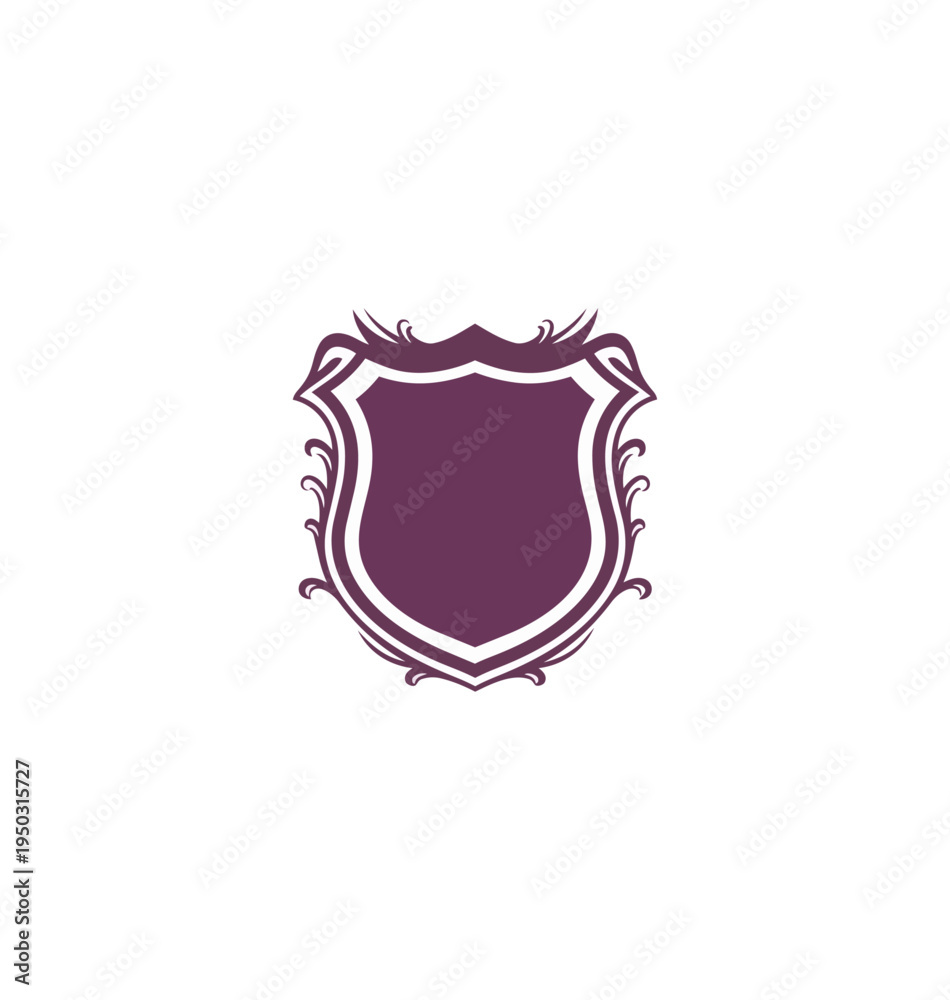 Obraz premium Elegant shield emblem with decorative elements on black background