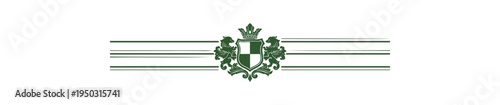 Emblem heraldic shield crest with dark green design elements