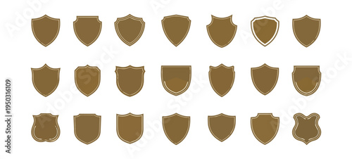 Shield shapes collection on black background